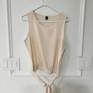 SHEIN Cream Tie-Waist Blouse
